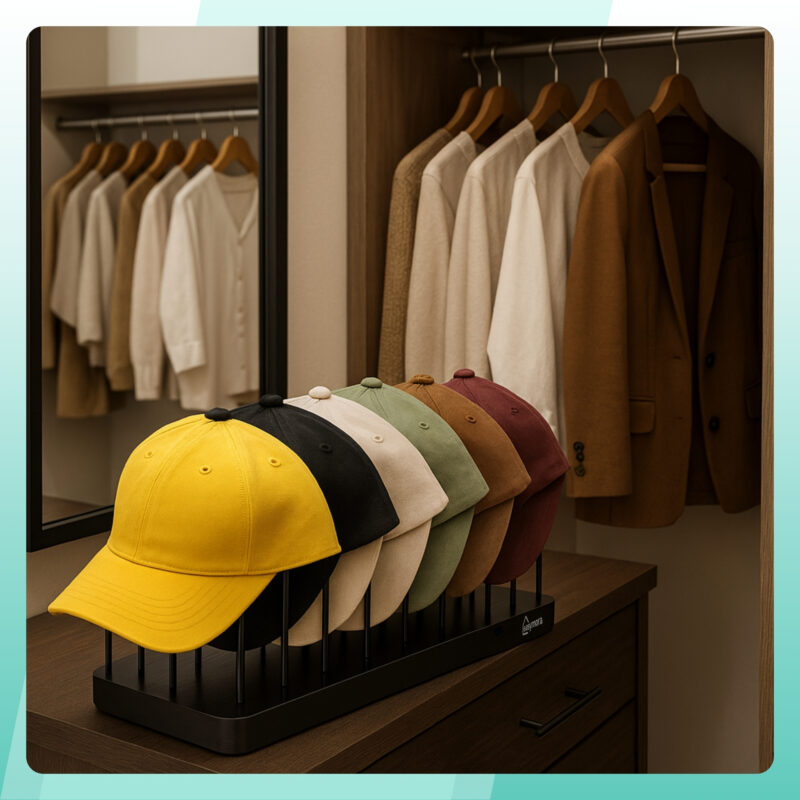 Baseball Cap Rack Desktop 10-Cap Hat Rack Organizer – Space-Saving, Sturdy & Stylish Display for ...